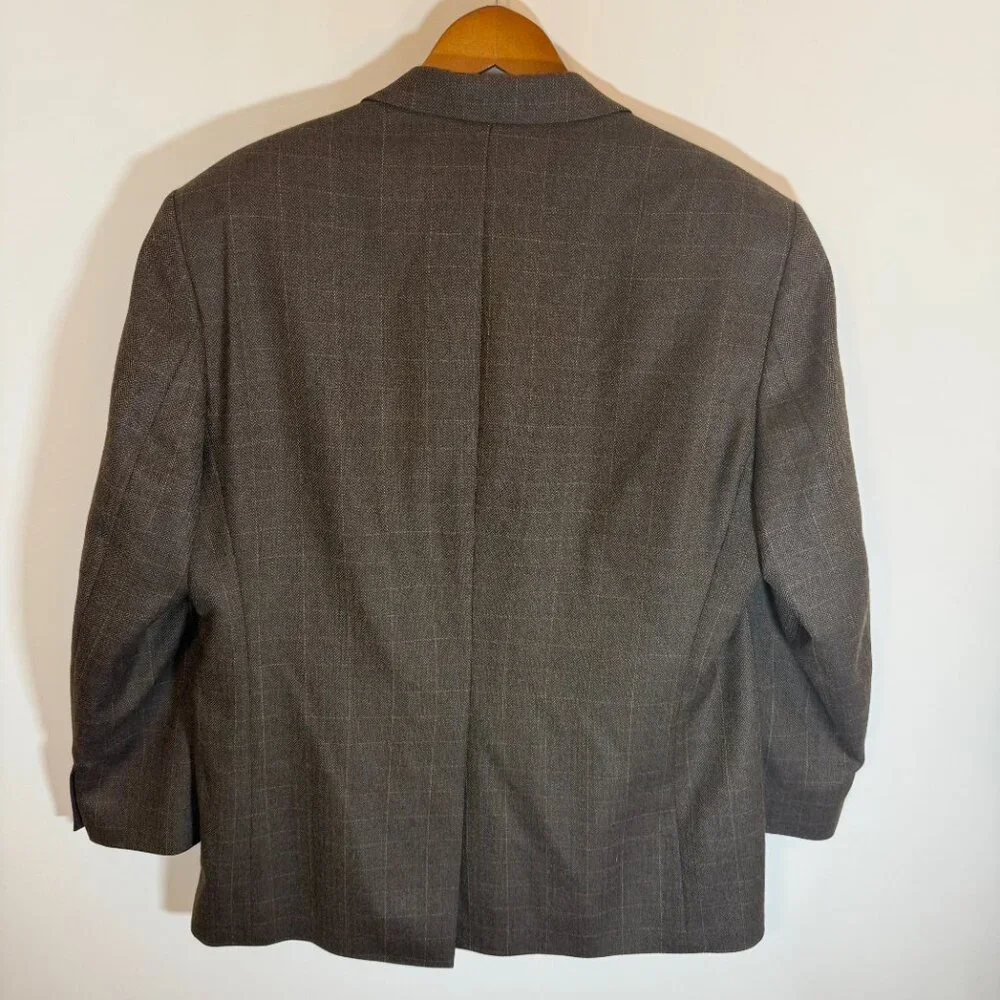 Lauren Ralph Lauren Men 43R Brown Plaid Blazer Sport Coat 100% Lambs Wool Jacket